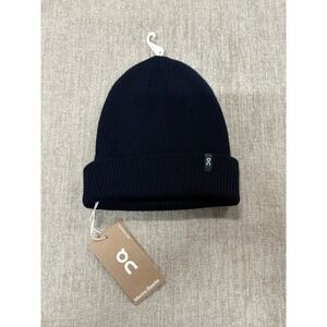 On Cloud Merino Beanie "Midnight" Dark Blue Soft Cuff Knit Hat One Size NWT NEW